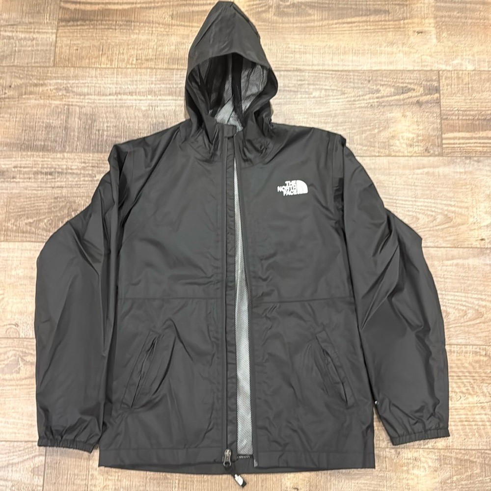 Boys The North Face Black Rain Coat Size Large Great Condition